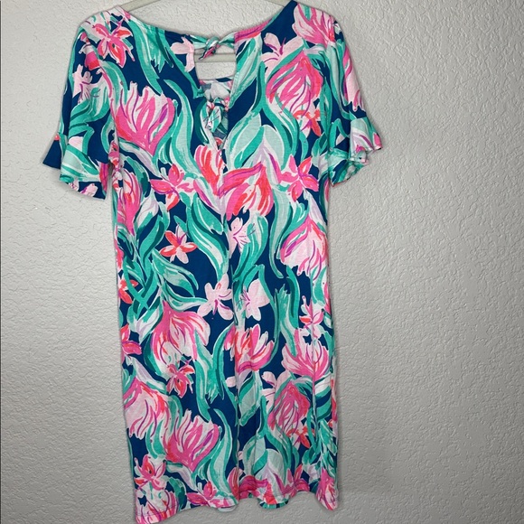 Lilly Pulitzer Mellorie Dress in Mr Peacock Dream A Little Dream Sz Medium - Picture 6 of 8